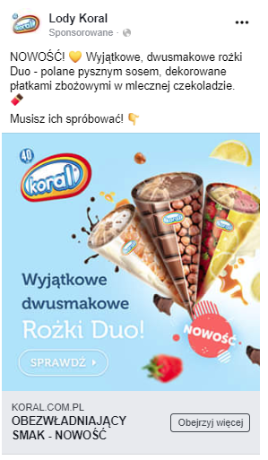 reklama dla lodów koral