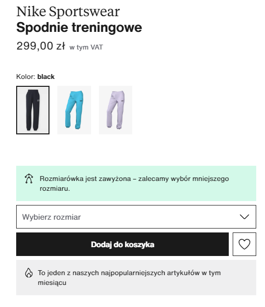 zawyżona rozmiarówka zalando