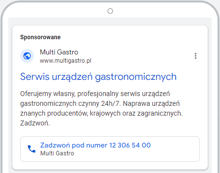 Reklama typu „Tylko połączenia” mobile