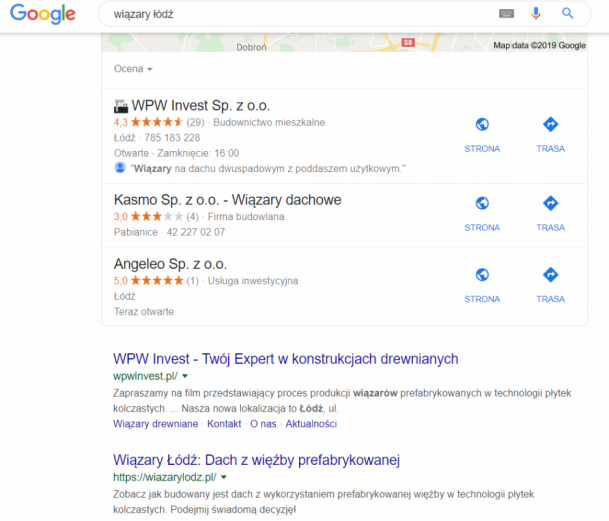 Widoczność w Google na zapytanie lokalne