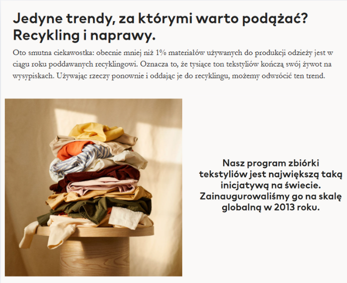 Program zbiórki tekstyliów H&M