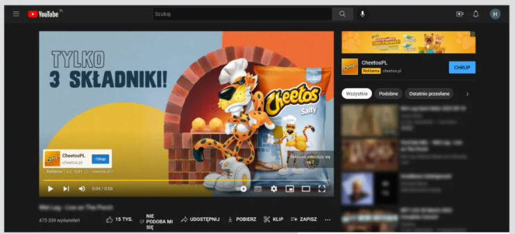 Przykład reklamy bumperowej