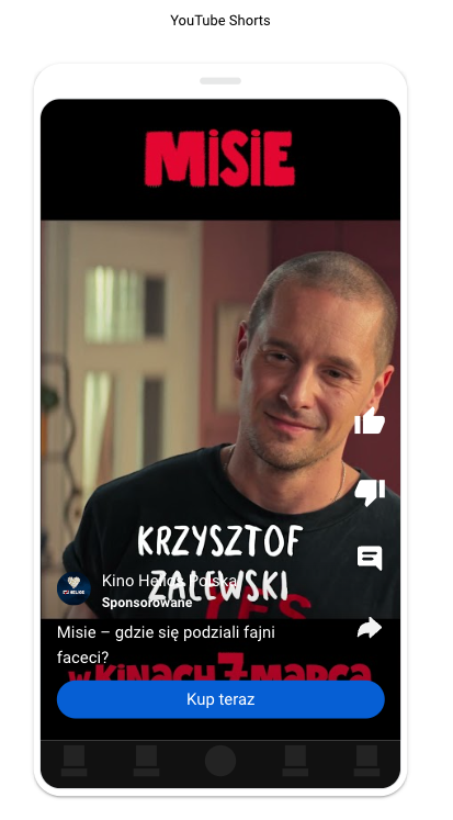Przykład reklamy w YouTube Shorts